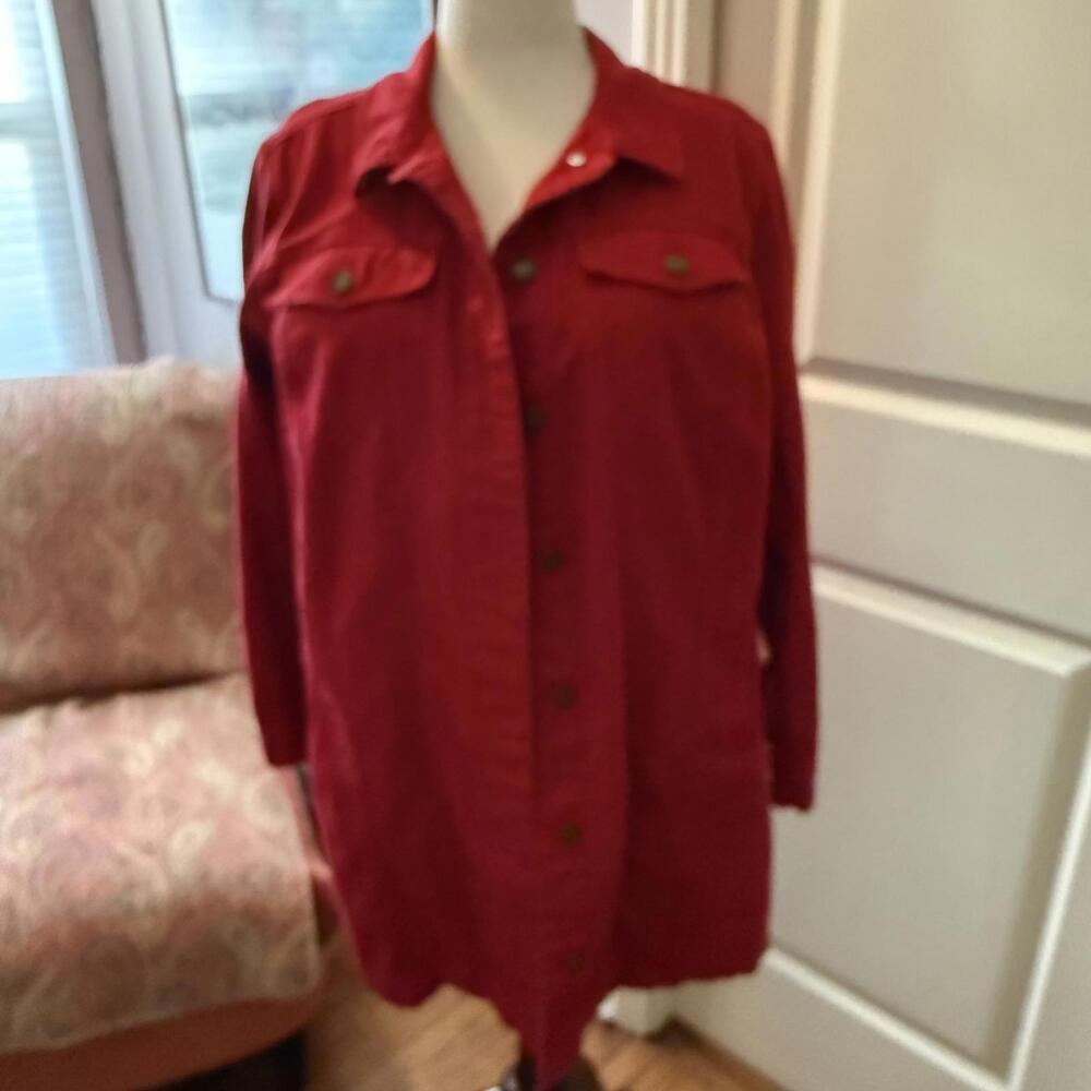 Jessica London Women's Plus Size Red Long Denim Jacket 20W